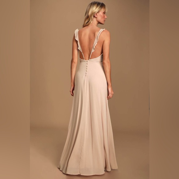 🥂 LULUs Meteoric Rise Blush Maxi Dress. Size MEDIUM. Great Condition! - Picture 5 of 6